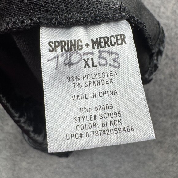 Spring + Mercer Top Womens XL Black Crushed Velvet V Neck Legging Tee Pocket - Picture 5 of 8